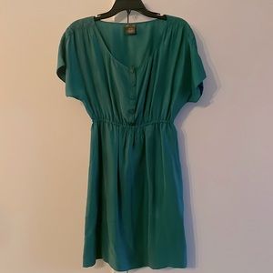 100% silk emerald green little dress